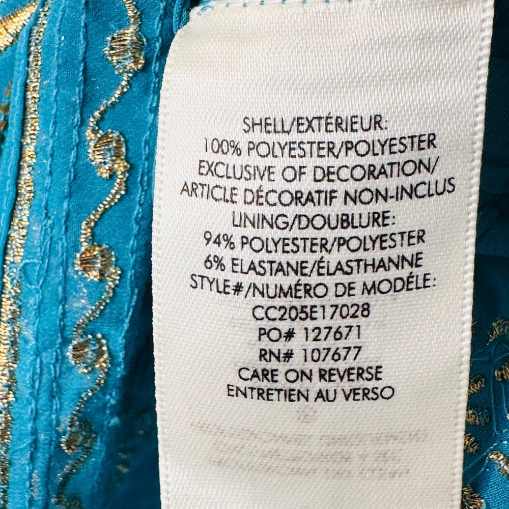 Alice + Olivia Sharita Blue Green Teal Gold Embroidered Drawstring Top Blouse - Picture 11 of 15